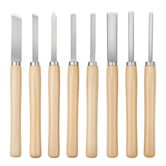 8PCS Wood Lathe Chisel Set Woodturning Tools Steel Blades Lathe Finisher