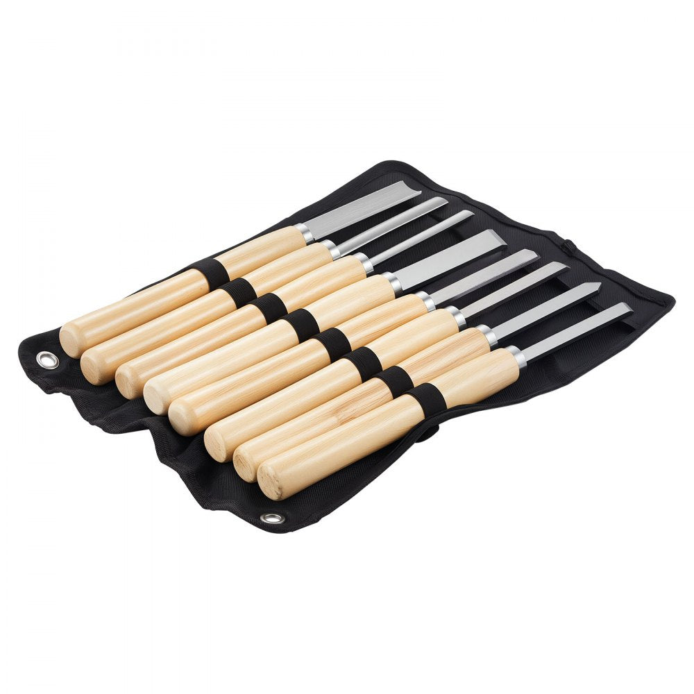 8PCS Wood Lathe Chisel Set Woodturning Tools Steel Blades Lathe Finisher