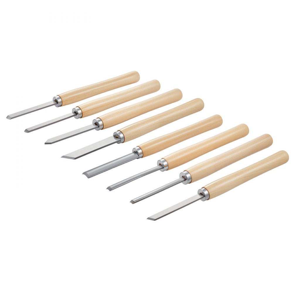 8PCS Wood Lathe Chisel Set Woodturning Tools Steel Blades Lathe Finisher