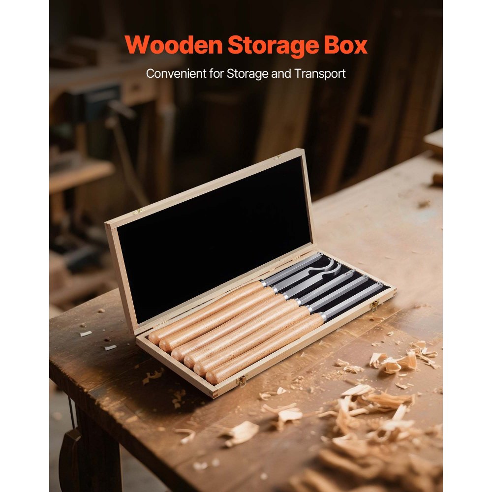 6PCS Wood Lathe Chisel Set HSS Turning Tools Storage Box Lathe Finisher