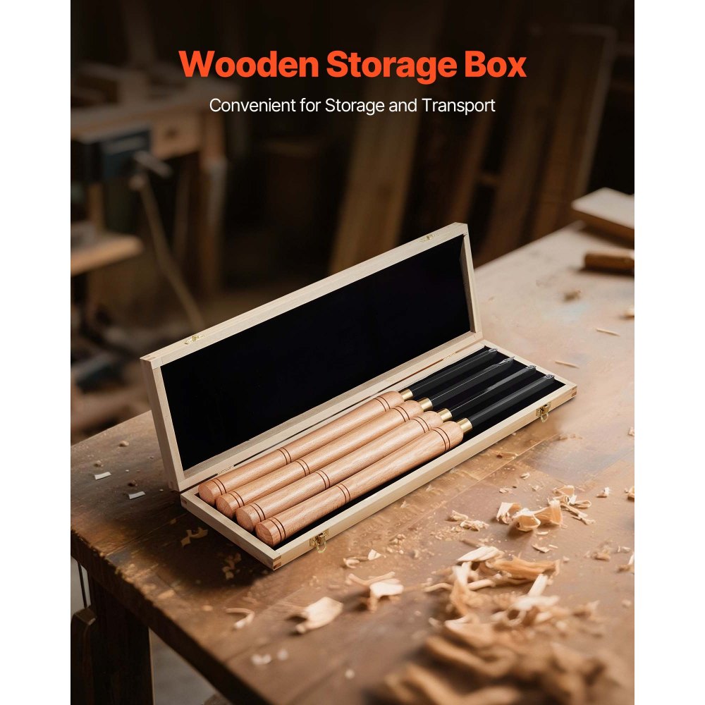 4PCS Wood Lathe Chisel Set HSS Turning Tools Storage Box Lathe Finisher