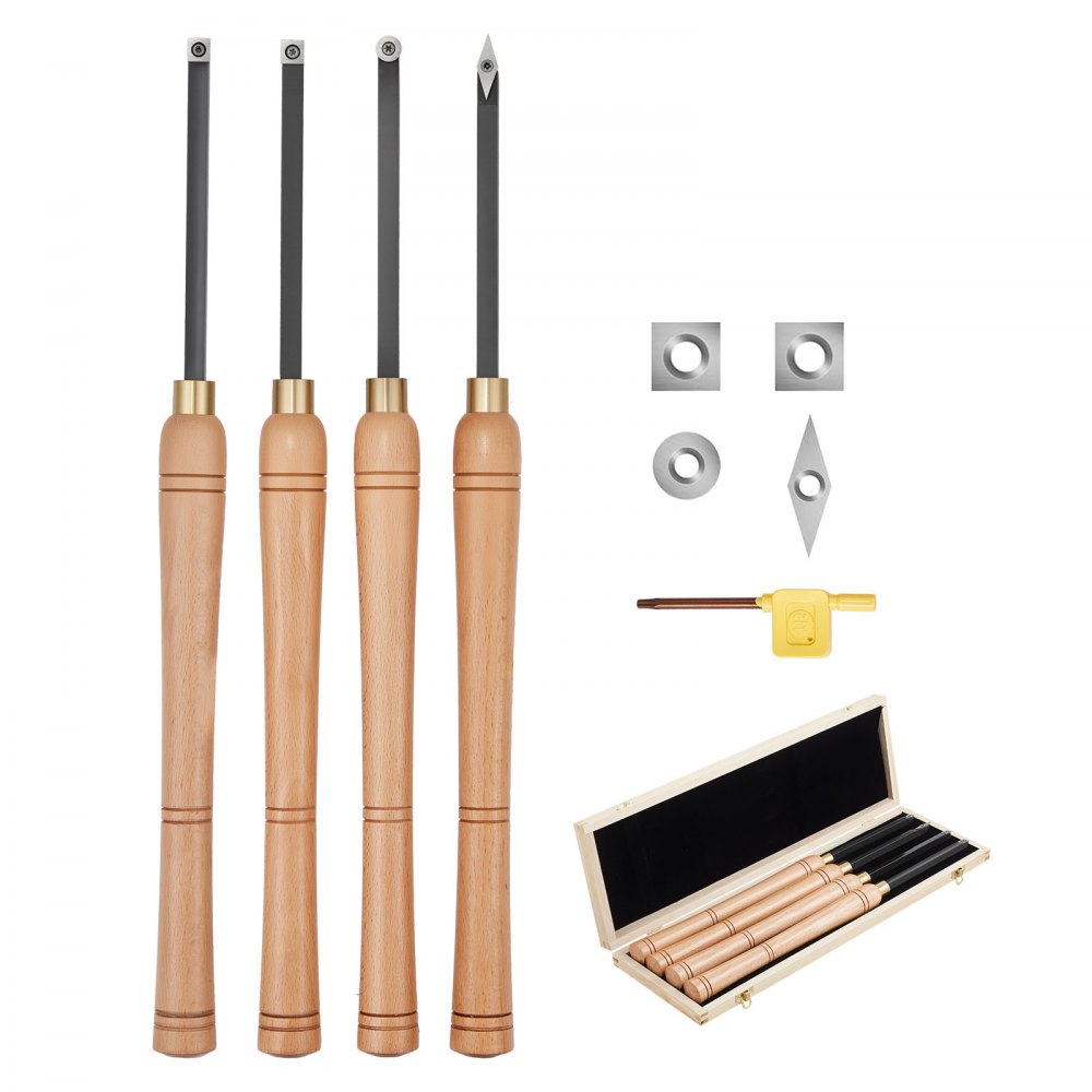 4PCS Wood Lathe Chisel Set HSS Turning Tools Storage Box Lathe Finisher
