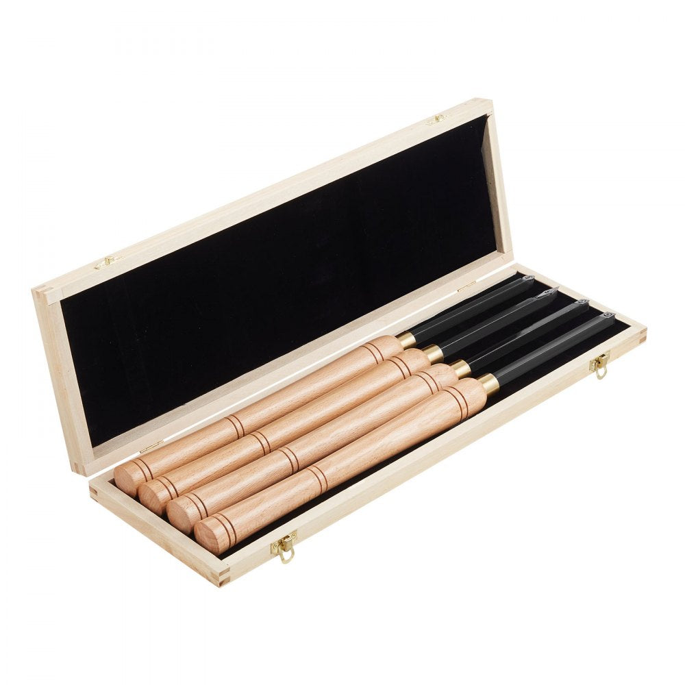 4PCS Wood Lathe Chisel Set HSS Turning Tools Storage Box Lathe Finisher