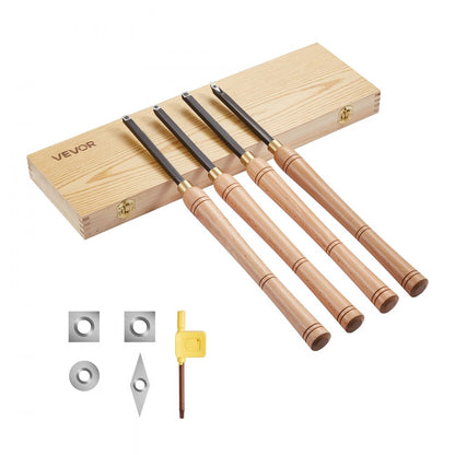 4PCS Wood Lathe Chisel Set HSS Turning Tools Storage Box Lathe Finisher