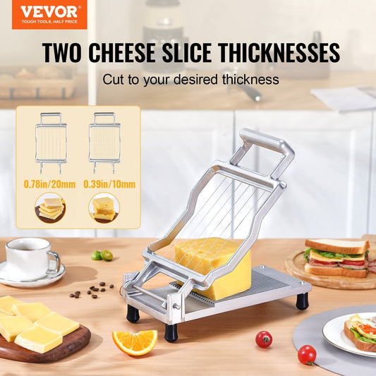 Dual blade spacing creates 0.39 or 0.78 inch slices to match different food preferences