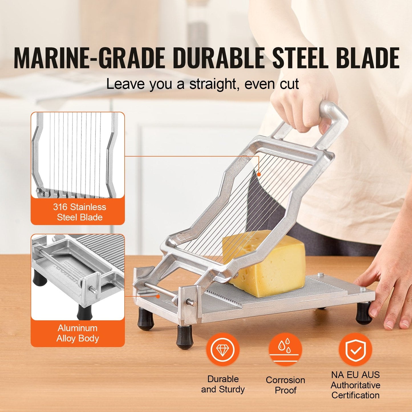 Dual-Thickness Cheese and Butter Slicer with 316 Stainless Steel Blades