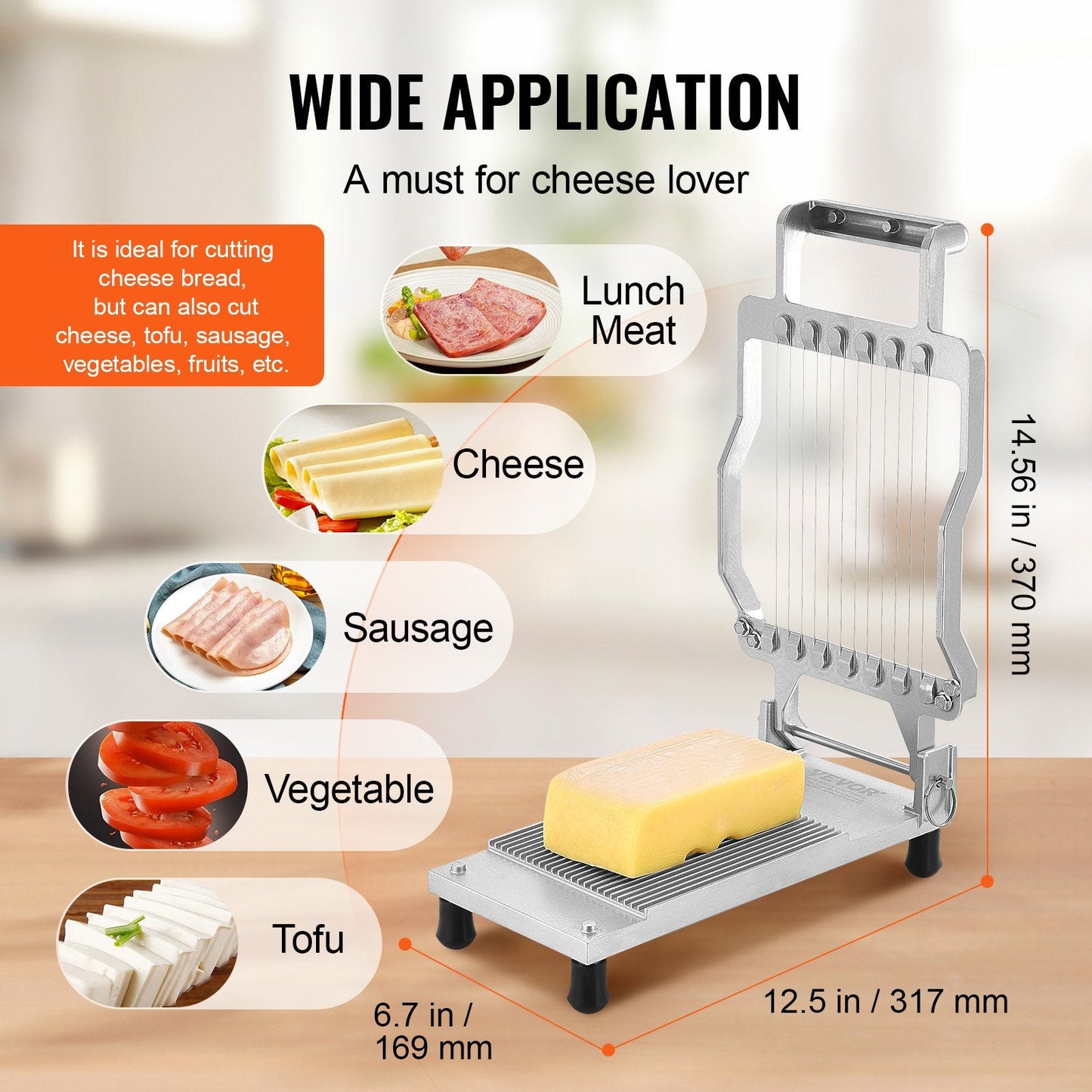 Dual-Thickness Cheese and Butter Slicer with 316 Stainless Steel Blades