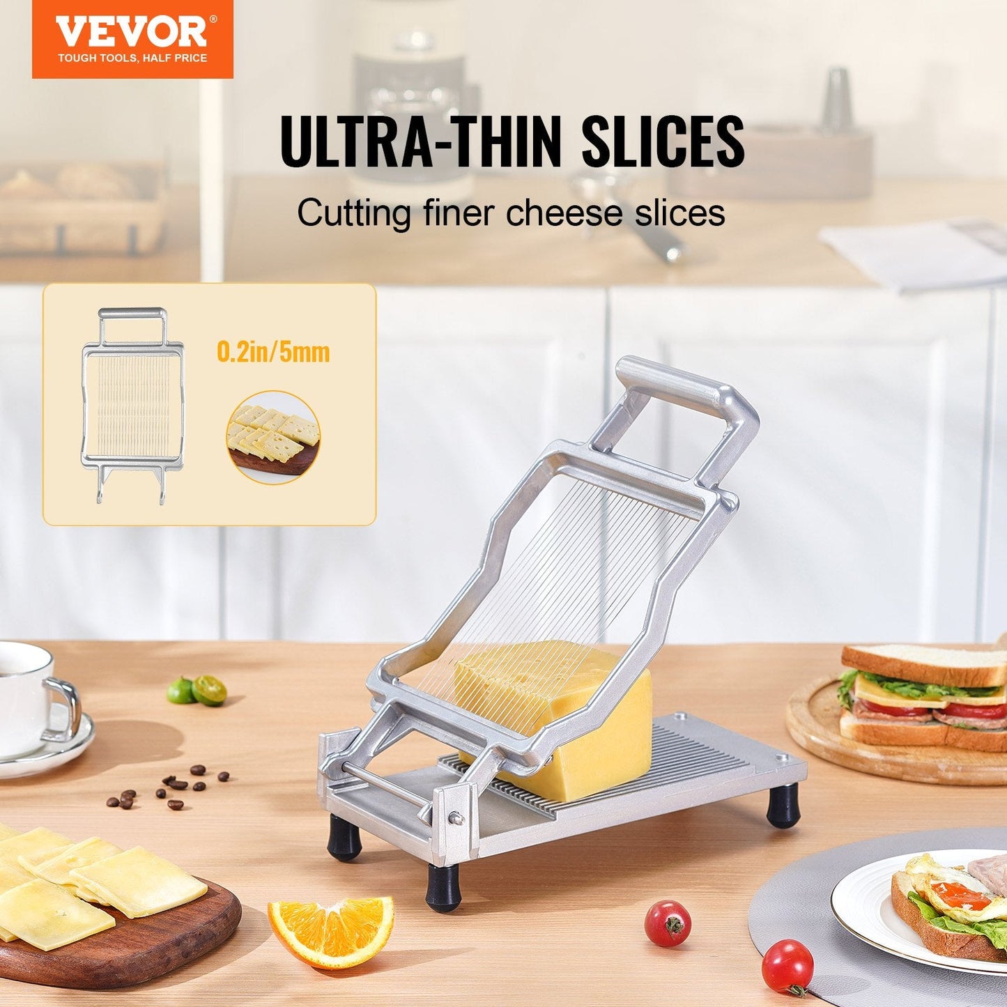 Ultra-Thin Cheese and Butter Slicer with 0.5 Meter Wire, Stainless Steel Blades