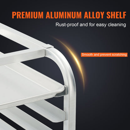 10-Tier Aluminum Bakery Rack with Brake Wheels, 0.66 x 0.52 x 0.99 m