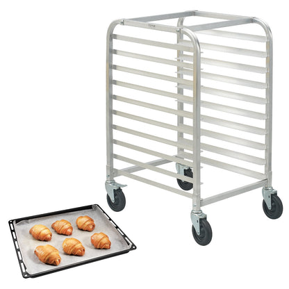 10-Tier Aluminum Bakery Rack with Brake Wheels, 0.66 x 0.52 x 0.99 m