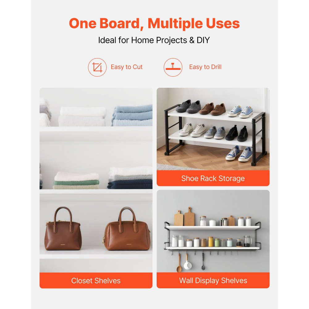 Melamine Shelves, 2 Piece, Wooden Cabinet Shelves Cut to Size for Closet System, Replacement Cabinet Shelf, Versatile Use Wardrobe Board for Closets, Cabinets, or any custom Shelving Needs