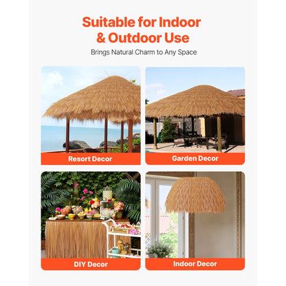 VEVOR 0.4 x 5 m Artificial Thatch Roofing Mexican Tiki Hut Grass Skirt Roof