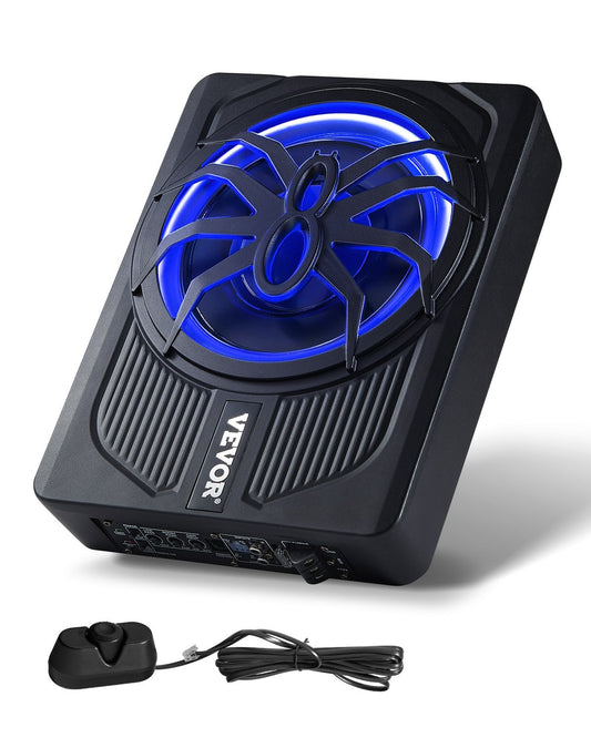 VEVOR 10" 440W Under Seat Car Subwoofer with Blue Ambient Light Subwoofer System