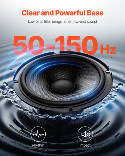 VEVOR 8" 400W Under Seat Car Subwoofer Slim Powered Car/Truck Subwoofer System