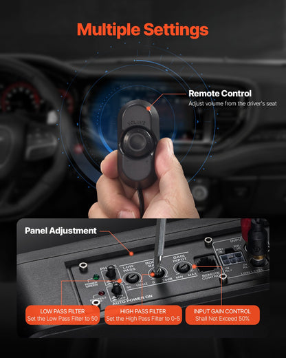 VEVOR 8" 400W Under Seat Car Subwoofer Slim Powered Car/Truck Subwoofer System