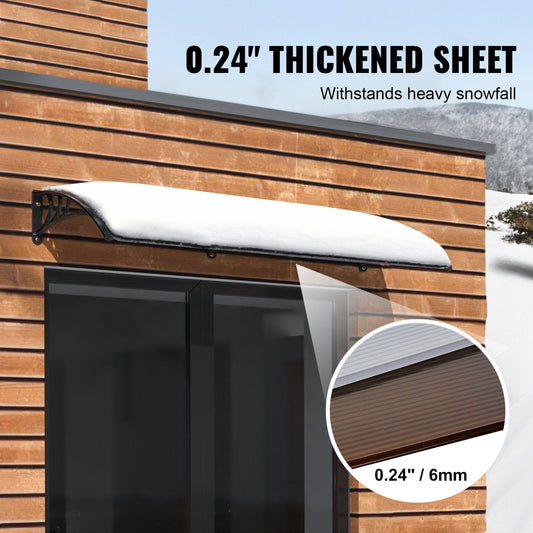 Polycarbonate Awning Canopy 0.97 x 1.99m - UV, Rain & Snow Protection