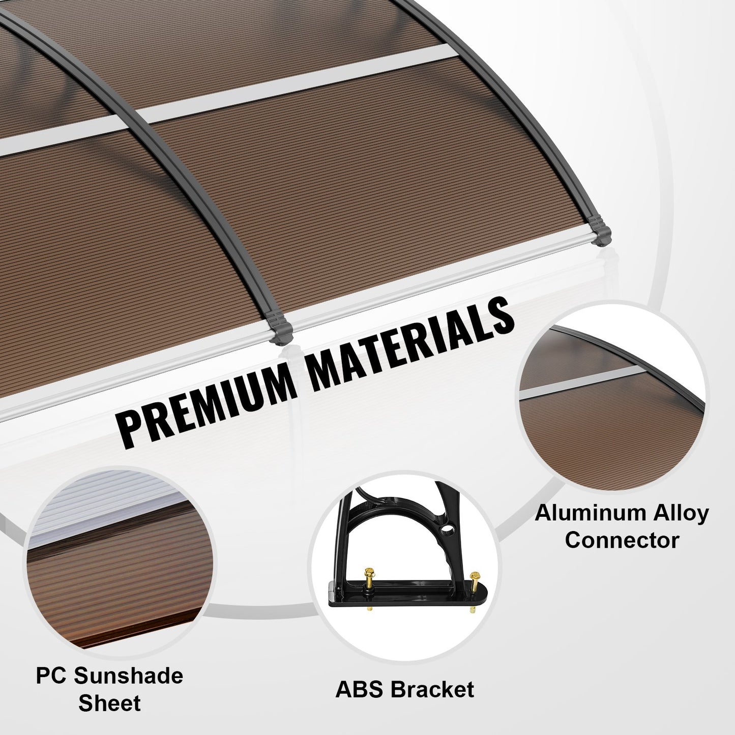 VEVOR Window Door Awning Canopy 965 x 2975 mm, UPF 50+ Polycarbonate Entry Door