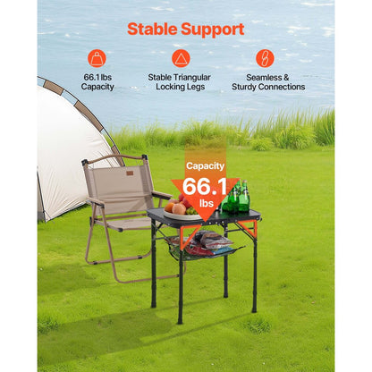 60cm Folding Portable Camping Table Aluminum Picnic Table Indoor Outdoor