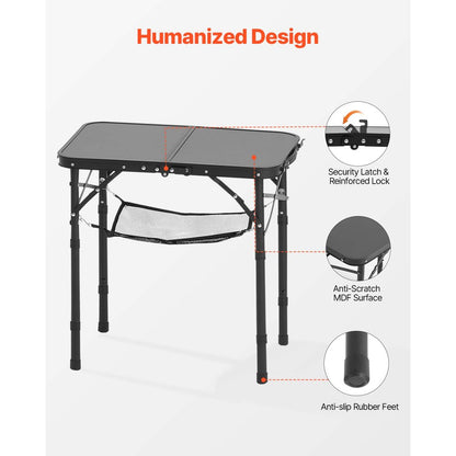 60cm Folding Portable Camping Table Aluminum Picnic Table Indoor Outdoor