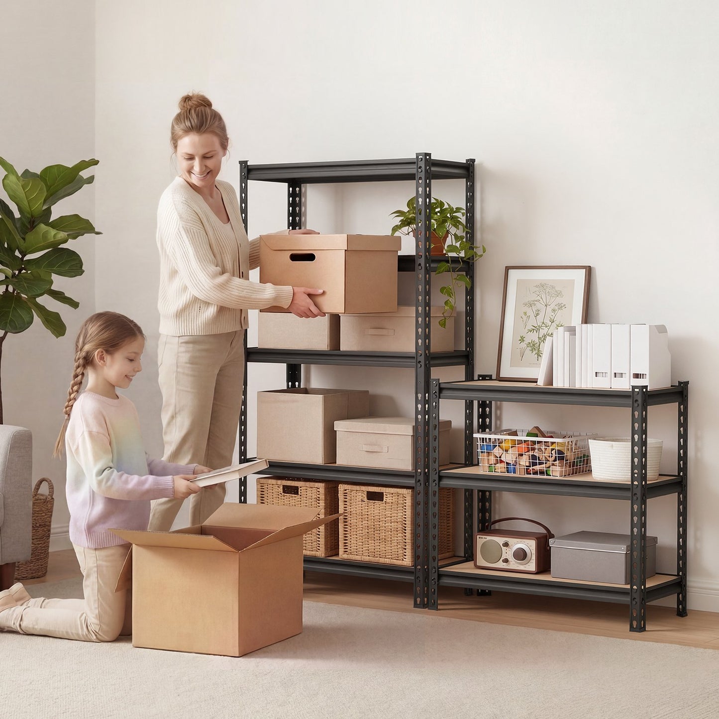 Storage Shelves, 5-Tier Adjustable, 907.2 kg Capacity, Heavy Duty Garage Storage Shelving Unit, Metal Utility Rack Shelf, for Kitchen Pantry Basement Bathroom, 822 mm W x 415 mm D x 1594 mm H