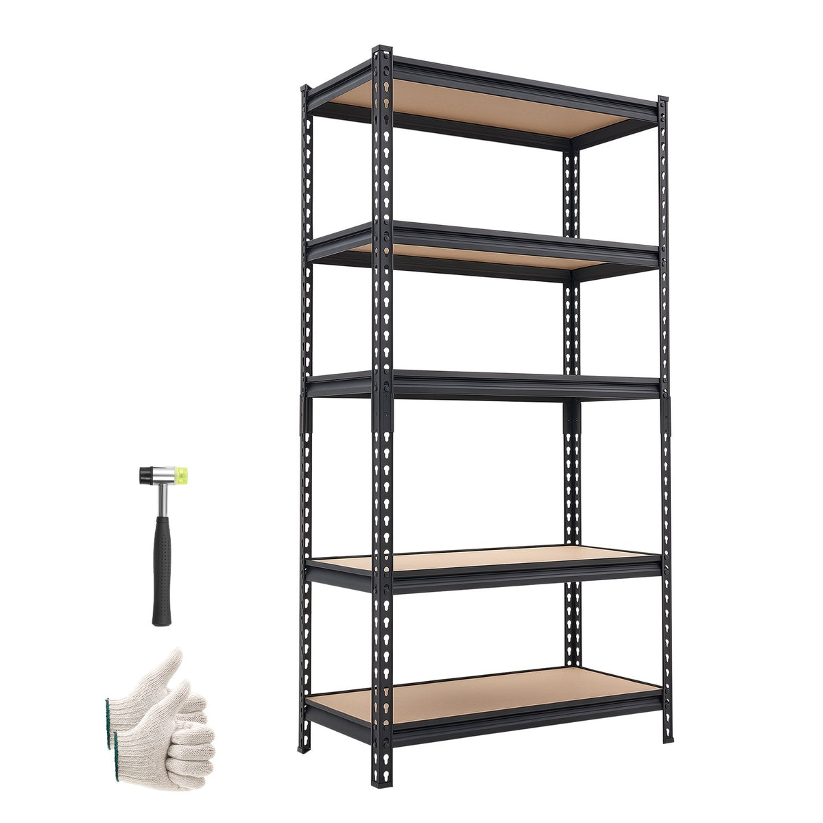 Storage Shelves, 5-Tier Adjustable, 907.2 kg Capacity, Heavy Duty Garage Storage Shelving Unit, Metal Utility Rack Shelf, for Kitchen Pantry Basement Bathroom, 822 mm W x 415 mm D x 1594 mm H