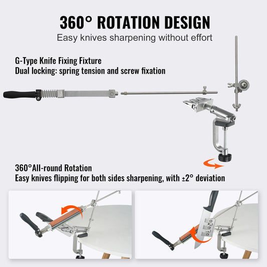 Professional Knife Sharpening System with 12 Whetstones, 360° Rotation, 1.8 kg