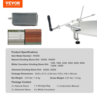 Professional Knife Sharpening System with 12 Whetstones, 360° Rotation, 1.8 kg
