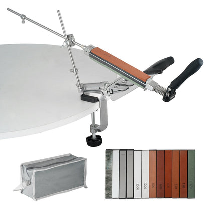 Professional Knife Sharpening System with 12 Whetstones, 360° Rotation, 1.8 kg