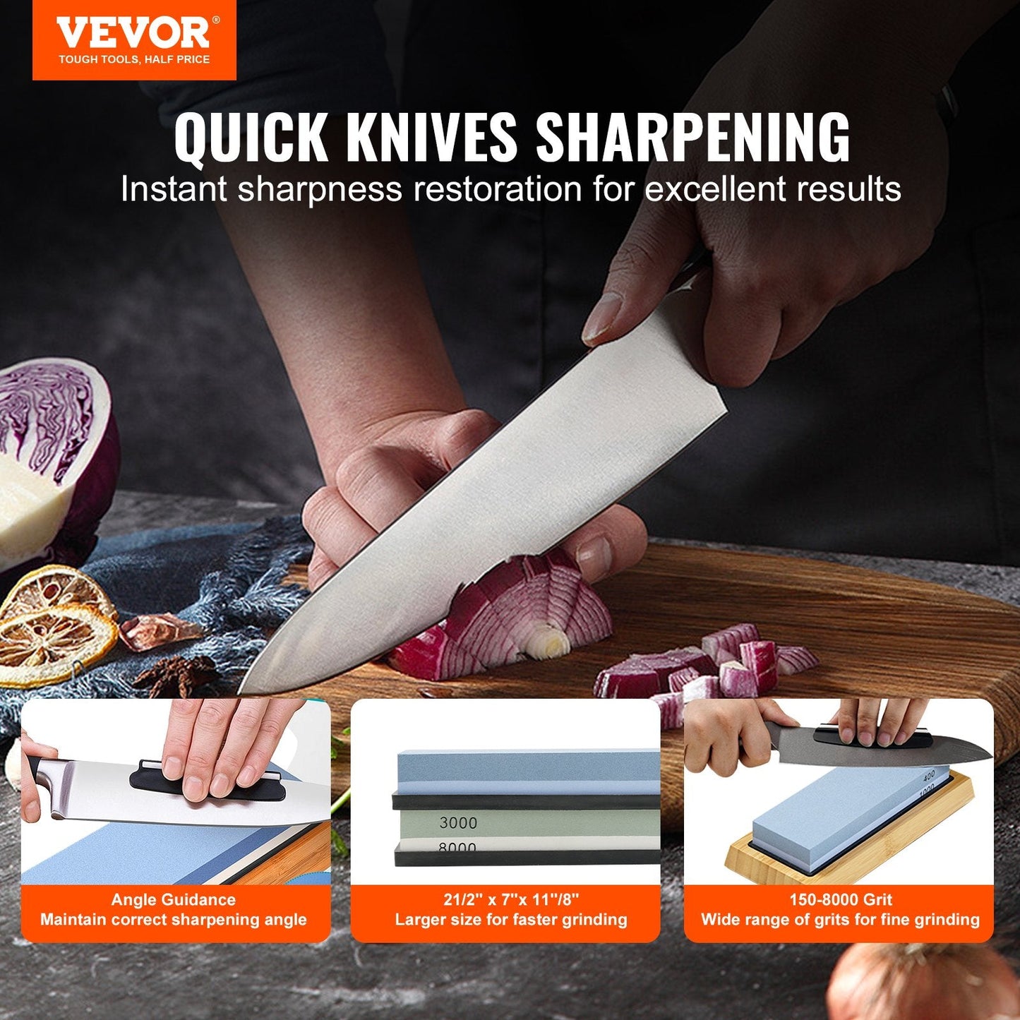 Comprehensive Knife Sharpening Kit with Dual Grit Whetstones and Accessories