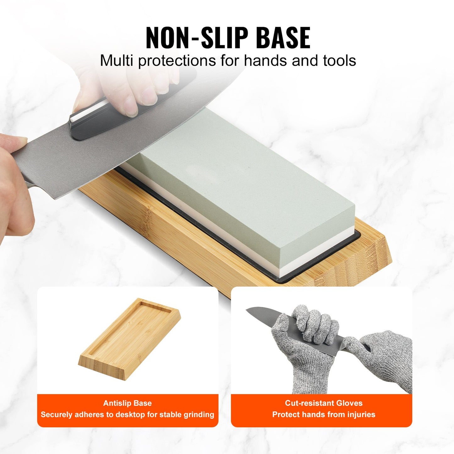 VEVOR Whetstone Knife Sharpening Kit, 2 Dual-Sided Grit Whetstones 400/1000 3000/8000,