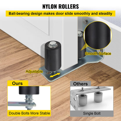 VEVOR Gate Roller Guide Gate Roller w/90° Bracket 3” Black Nylon Roller-2Pack