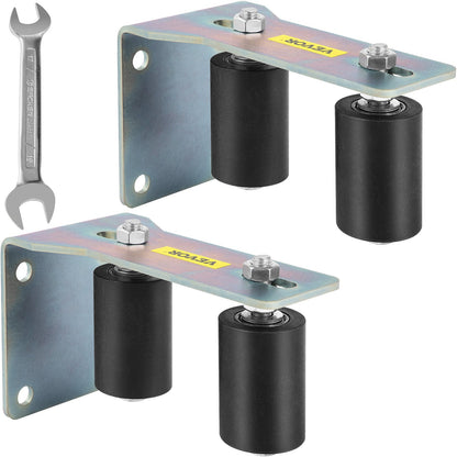 VEVOR Gate Roller Guide Gate Roller w/90° Bracket 3” Black Nylon Roller-2Pack