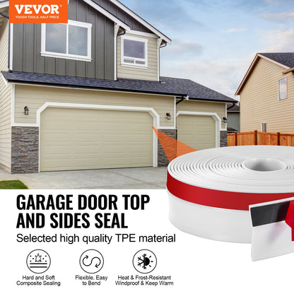VEVOR Garage Door Top and Sides Seal Strip 34 FT Universal Weather Stripping