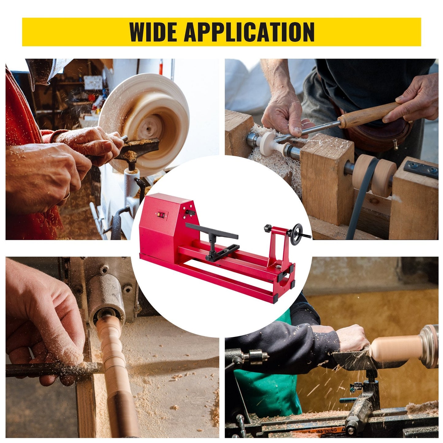 Benchtop Wood Lathe 0.35m x 0.5m, 4-Speed 400W, Includes Chisels & Wrenches