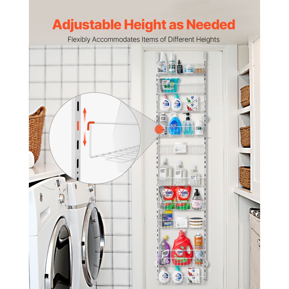 VEVOR 10-Tier Over the Door Pantry Organizer Hanging Storage Rack Adjustable