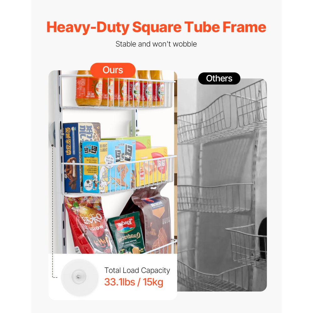 VEVOR 10-Tier Over the Door Pantry Organizer Hanging Storage Rack Adjustable