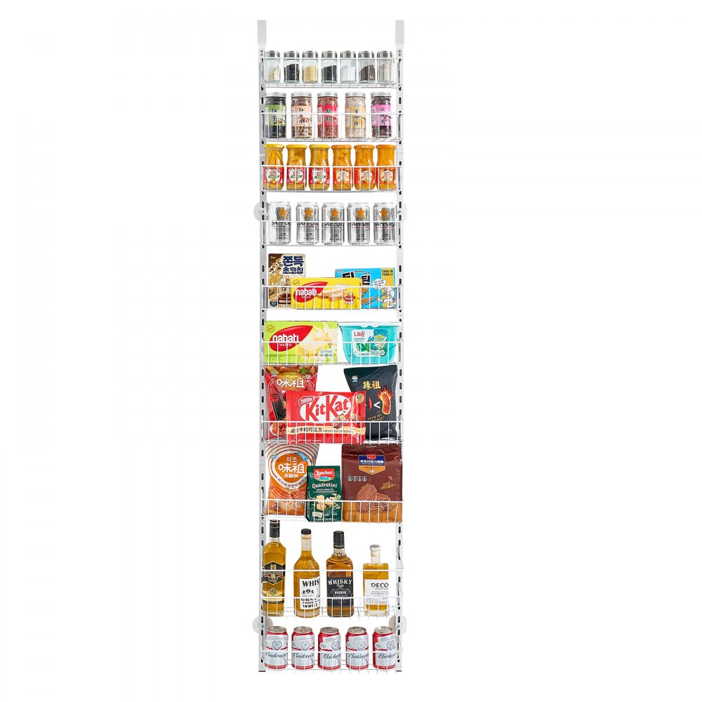 VEVOR 10-Tier Over the Door Pantry Organizer Hanging Storage Rack Adjustable