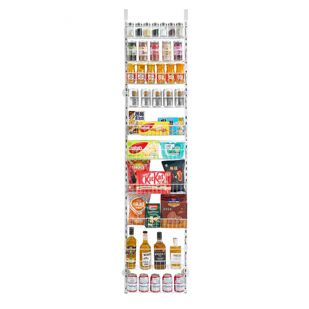 VEVOR 10-Tier Over the Door Pantry Organizer Hanging Storage Rack Adjustable