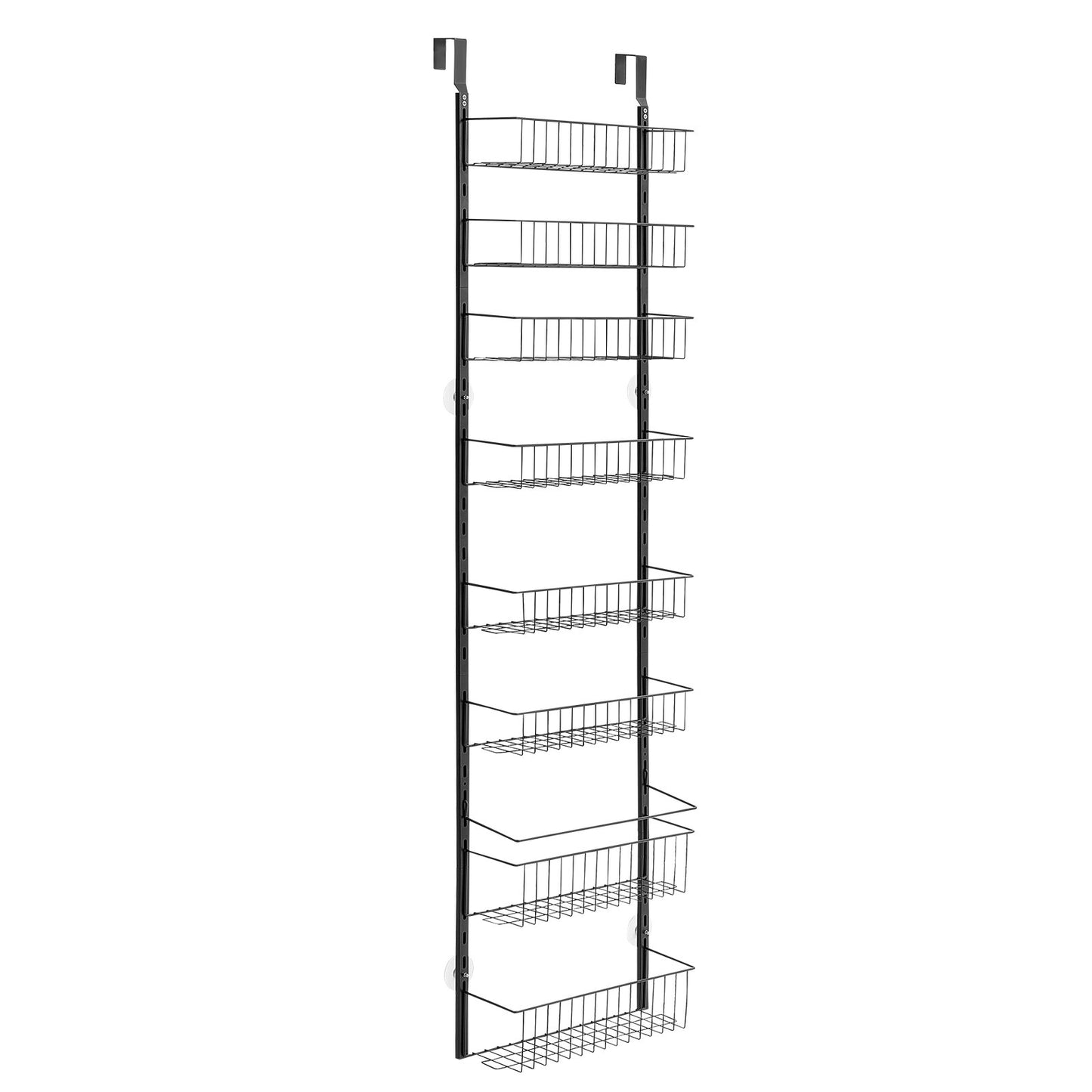 Over the Door Pantry Organizer, 8-Tier Pantry Organization and Storage, Heavy-Duty Steel Hanging Spice Rack, Adjustable Wall Seasoning Shelves, for Home Kitchen Laundry Room Bathroom, Black