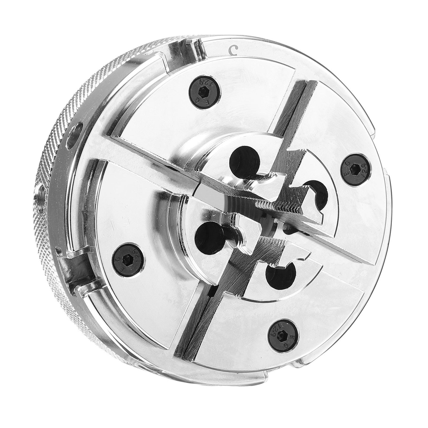 4 Inch Wood Lathe Chuck, 4-Jaw, Self-Centering Wood Turning Chuck Set with 1" x 8TPI Thread & Adapter, 4 PCS Round/Step/Pin Jaws, Case, Nickel-Plated, High-Hardness Steel, for Woodworking Lathe