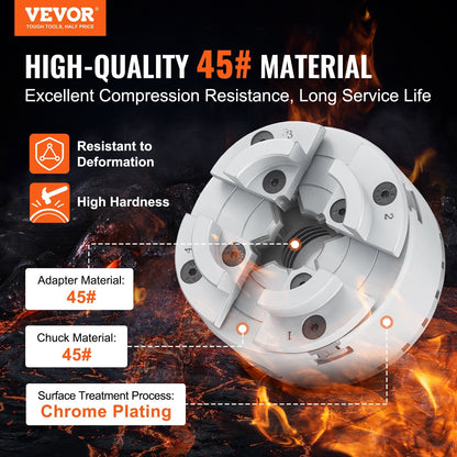96 mm 4-Jaw Lathe Chuck, Self-Centering Tool for Precision Machining
