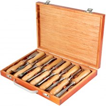 12-Piece Wood Turning Chisel Set with Hardwood Handles and Storage Case