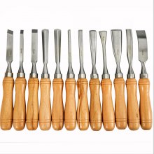12-Piece Wood Turning Chisel Set with Hardwood Handles and Storage Case