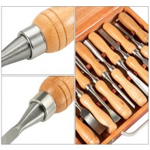 12-Piece Wood Turning Chisel Set with Hardwood Handles and Storage Case