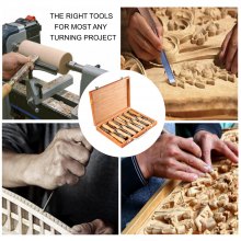 12-Piece Wood Turning Chisel Set with Hardwood Handles and Storage Case