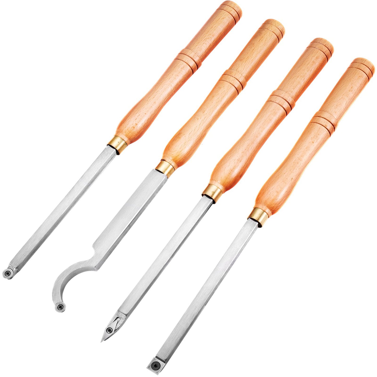 4-Piece Carbide Wood Turning Tool Set with Beech Handles for Lathe Crafting
