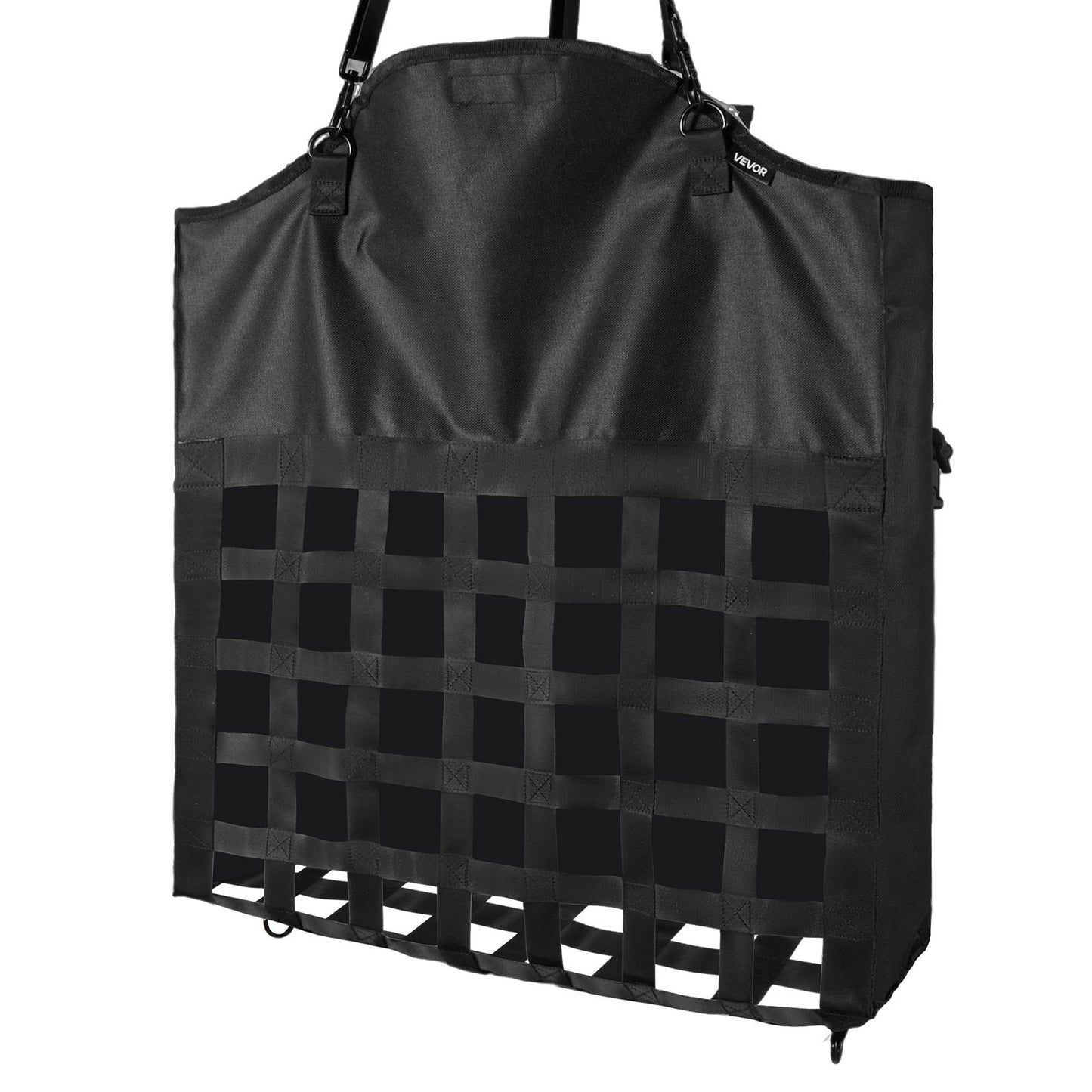 Hay Bag for Horses, 55 x 18.5 x 64 cm, 46 x 46 mm Holes, Premium Nylon Construction with PVC Waterproof Coating, Adjustable Hanging Straps and Metal Hooks, Slow Feed Hay Bag for Horses