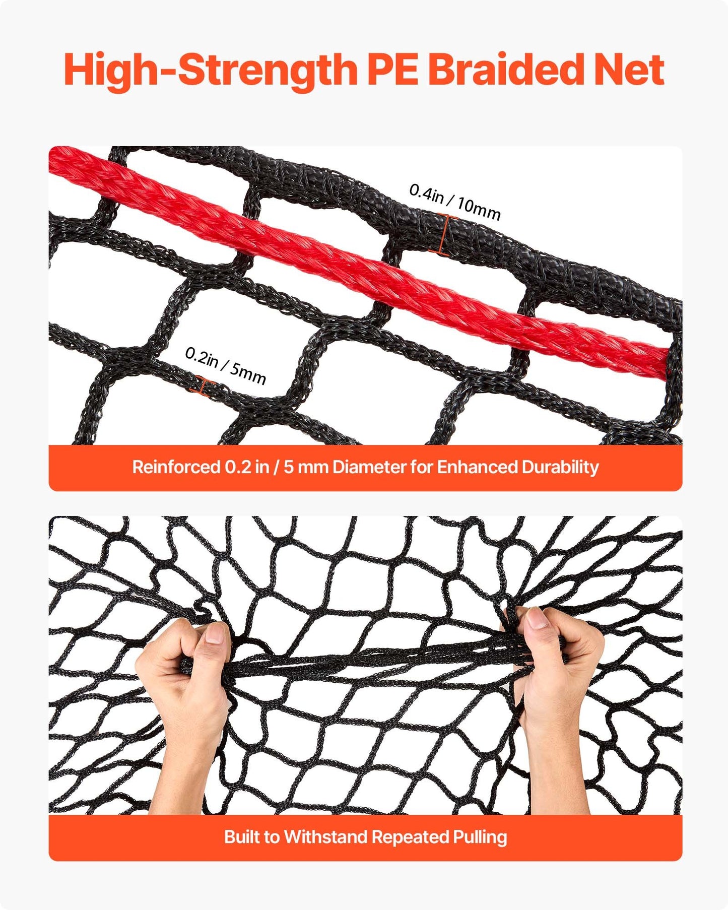 Round Bale Hay Net, 1.5 x 1.5 x 1.5 m, 42 x 42 mm Holes, PE Material, Knotless Design, with Self-Locking Zip Ties, Needle Shuttle, and Repair Twine, Slow Feeder Round Bale Net for Horses