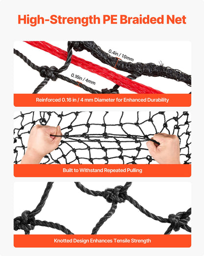 Round Bale Hay Net, 1.5 x 1.5 x 1.5 m, 44.45 x 44.45 mm Holes, PE Material, Reinforced Knotted Design, with Zip Ties, Needle Shuttle, and Repair Twine, Slow Feeder Round Bale Net for Horses