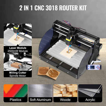Vevor CNC 3018 Pro CNC Router 2.5W Laser, 3 Axis, GRBL Control, Laser Engraver Machine